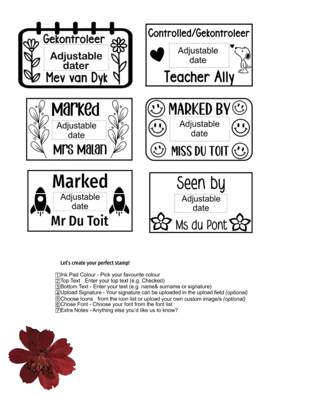 Teacher Adjustable Date Stamp 50x30mm - Jozi Stamps 