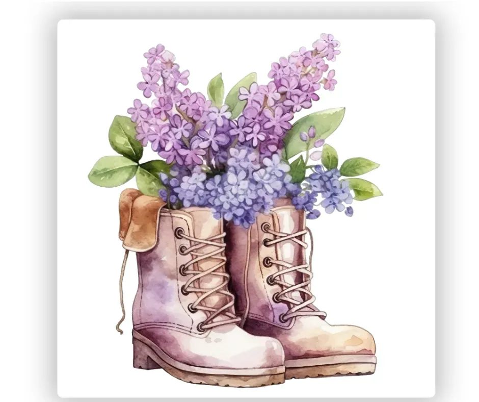 Jozi Stamps Flower in Boots Coasters