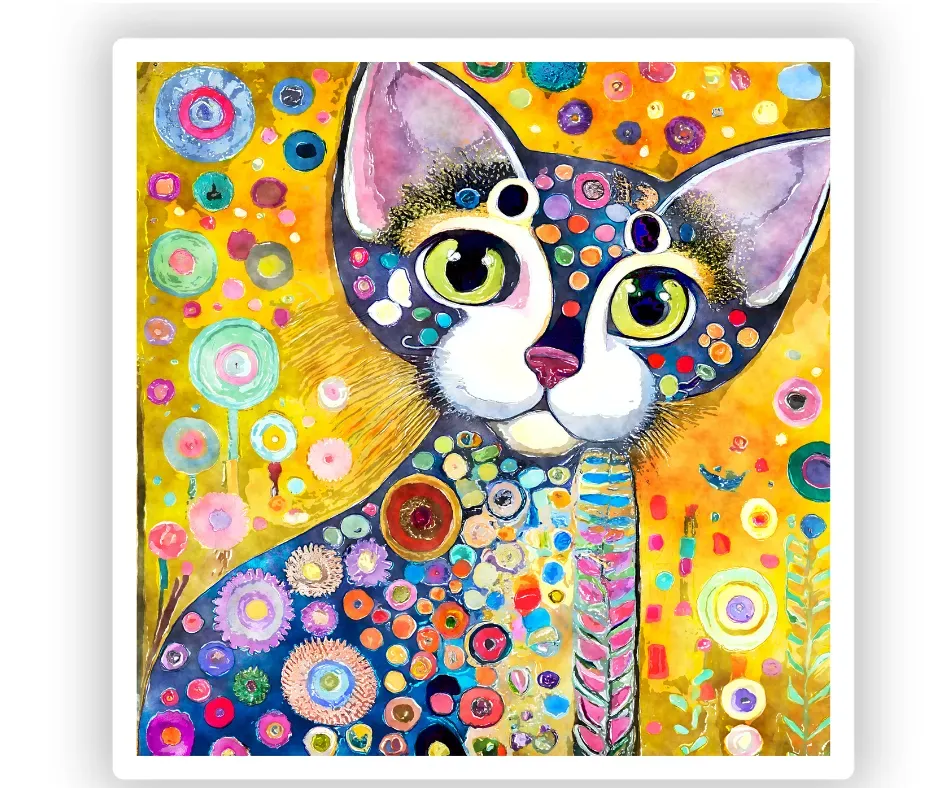 Colourful cat coasters - Jozi Stamps