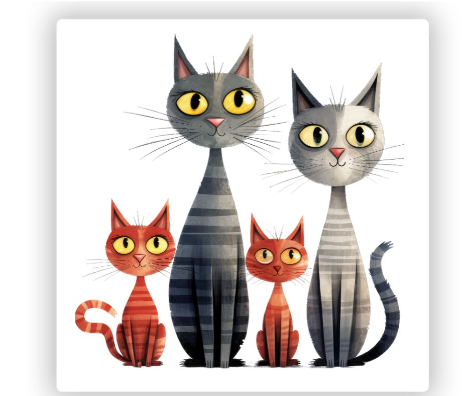 Cat family coasters - Jozi Stamps 