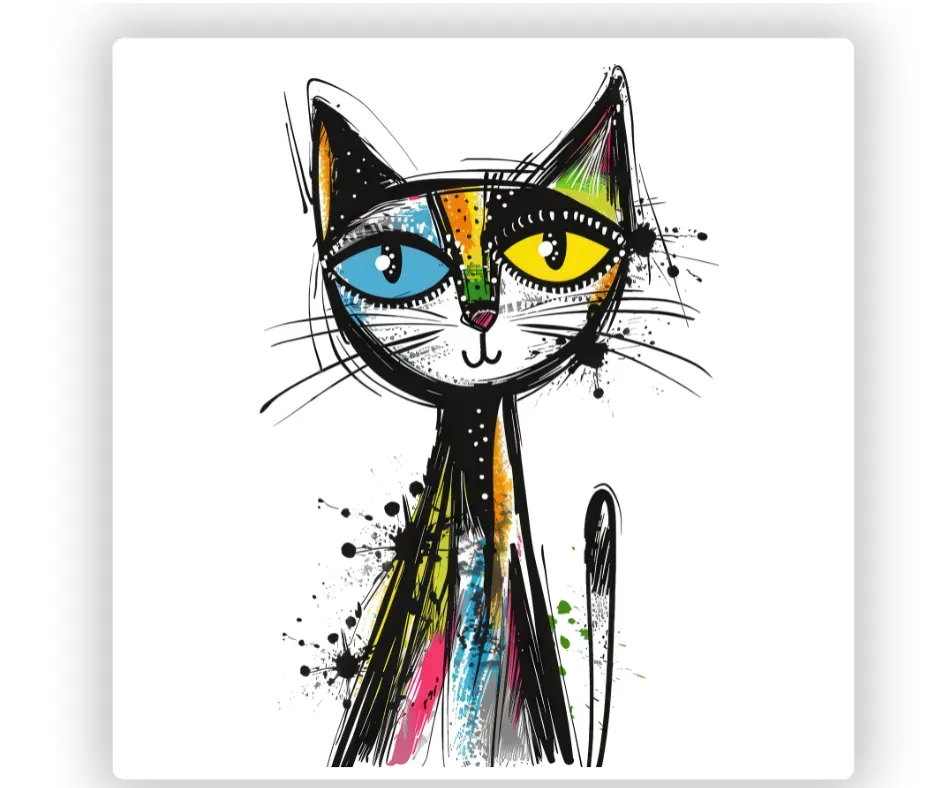 Colourful cat coasters - Jozi Stamps