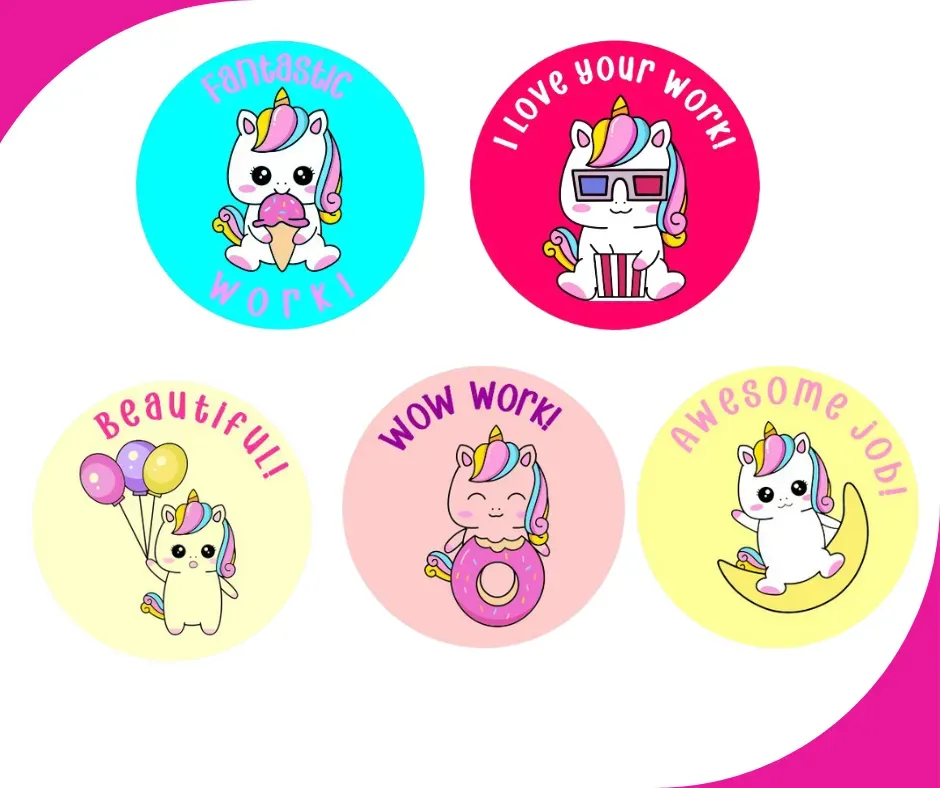 Unicorn Teacher Reward Stickers - Jozi Stamps 