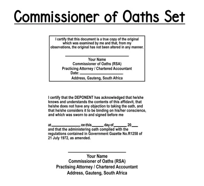 Commissioner of Oath Set - Jozi Stamps 