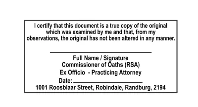 Certification Stamp - Jozi Stamps 