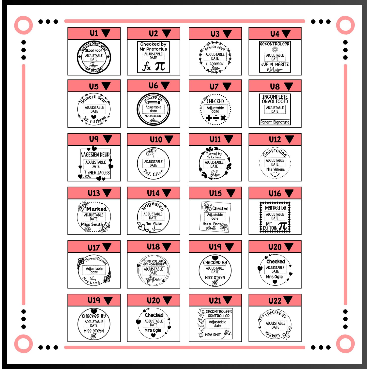 Shiny S-542D (42x42mm) Teacher Date Stamps Shiny S-542D (42x42mm) Teacher Date Stamps
