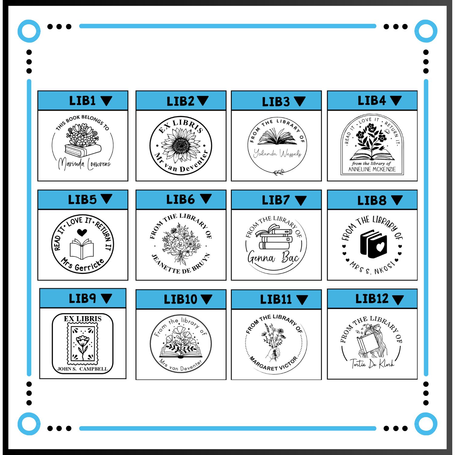 42x42mm Library Stamps