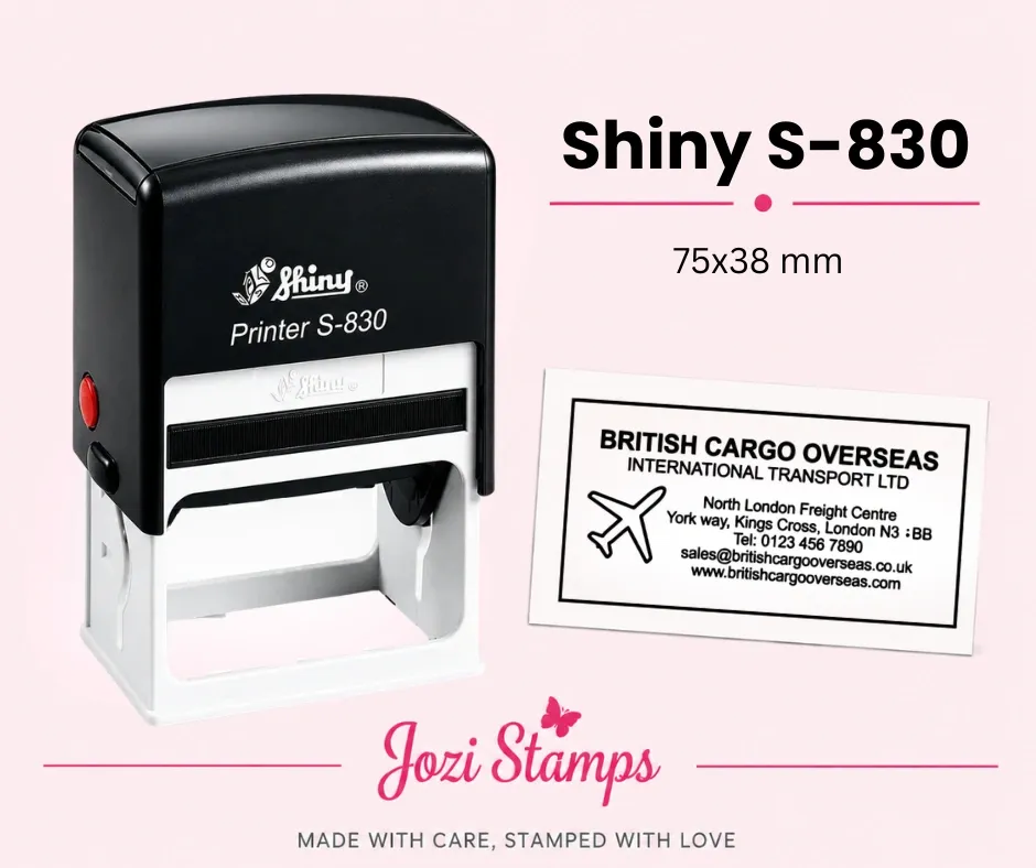 Shiny S-830 self-inking company stamp 75x38mm South Africa
