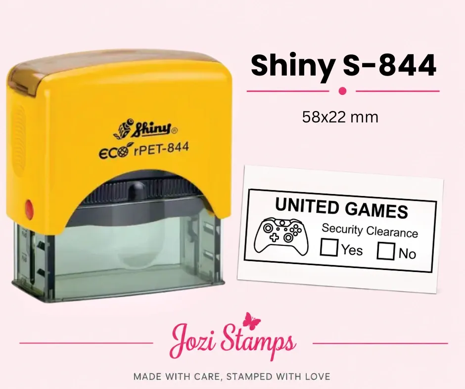 Shiny S-844 self-inking company stamp 58x22mm South Africa
