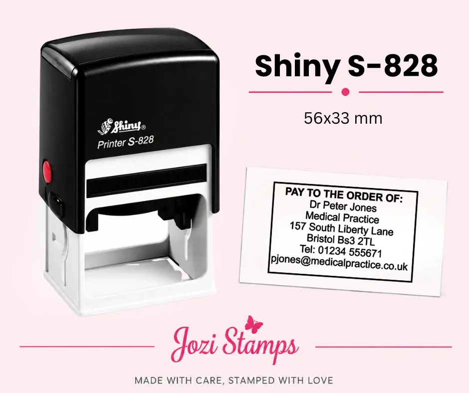 Shiny S-828 self-inking company stamp 56x33mm South Africa