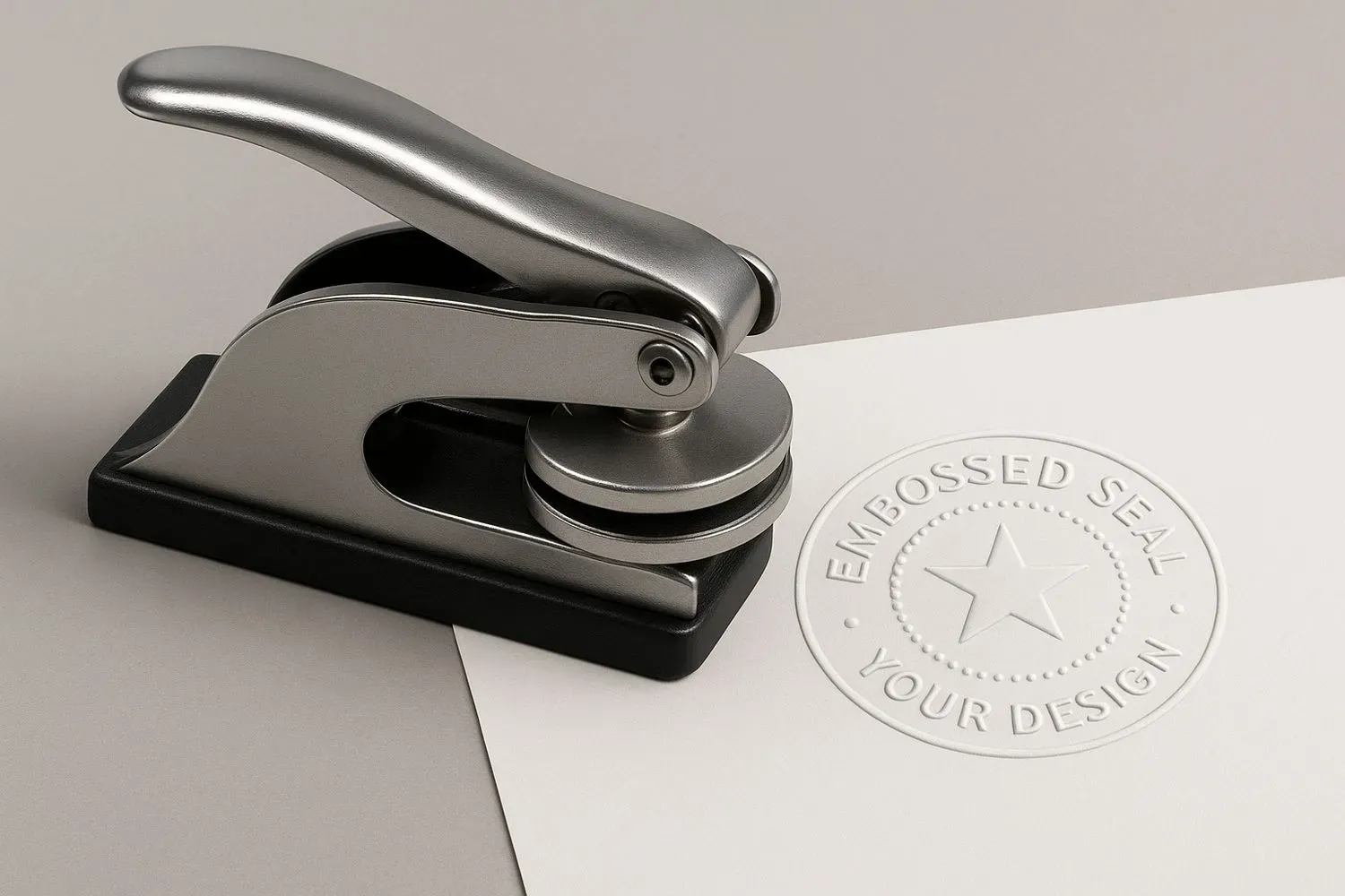 Pocket embosser for creating raised seal impressions on paper