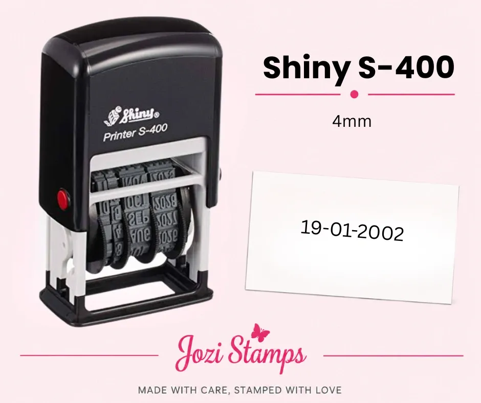 Shiny S-400 Self-inking date stamp 4mm South Africa Jozi Stamps webp