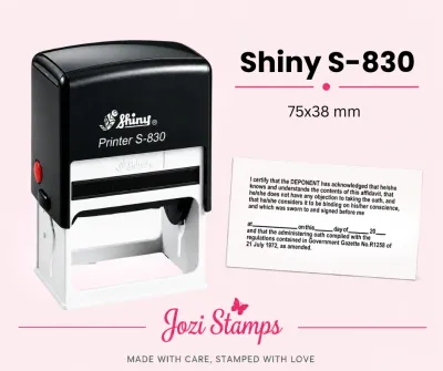 Shiny S-830 self-inking Commissioner of Oaths Affidavit 75x38mm South Africa