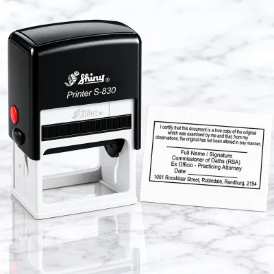 Shiny S-830 Commissioner of Oaths Certification Stamp Jozi Stamps webp