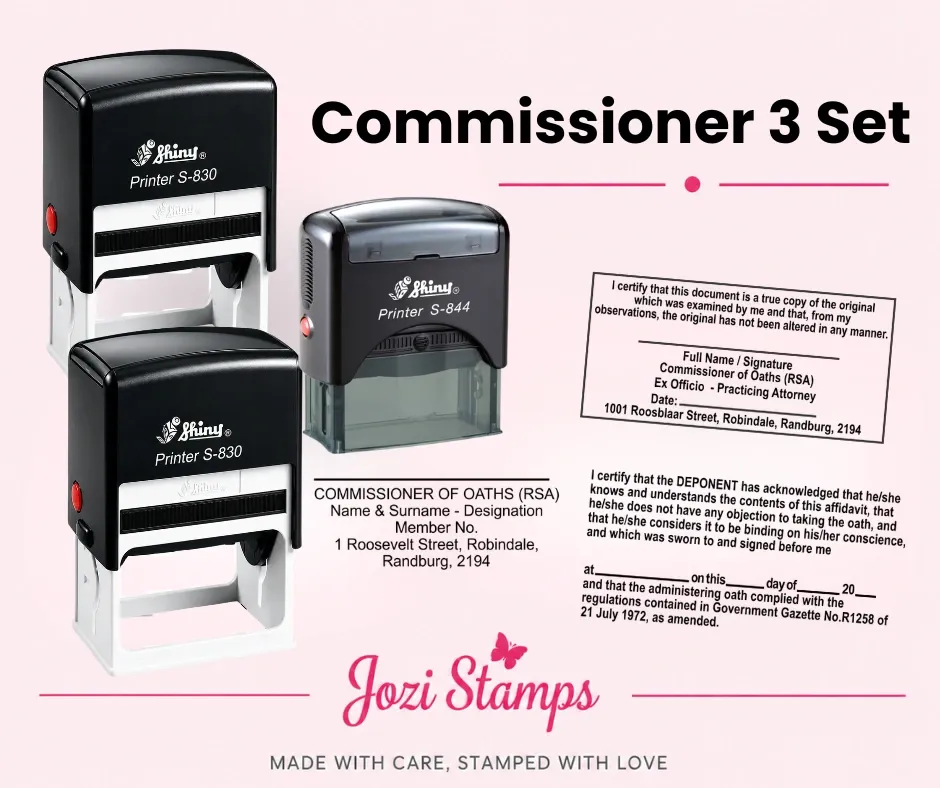 Commissioner of Oaths3 Set self-inking stamps  South Africa