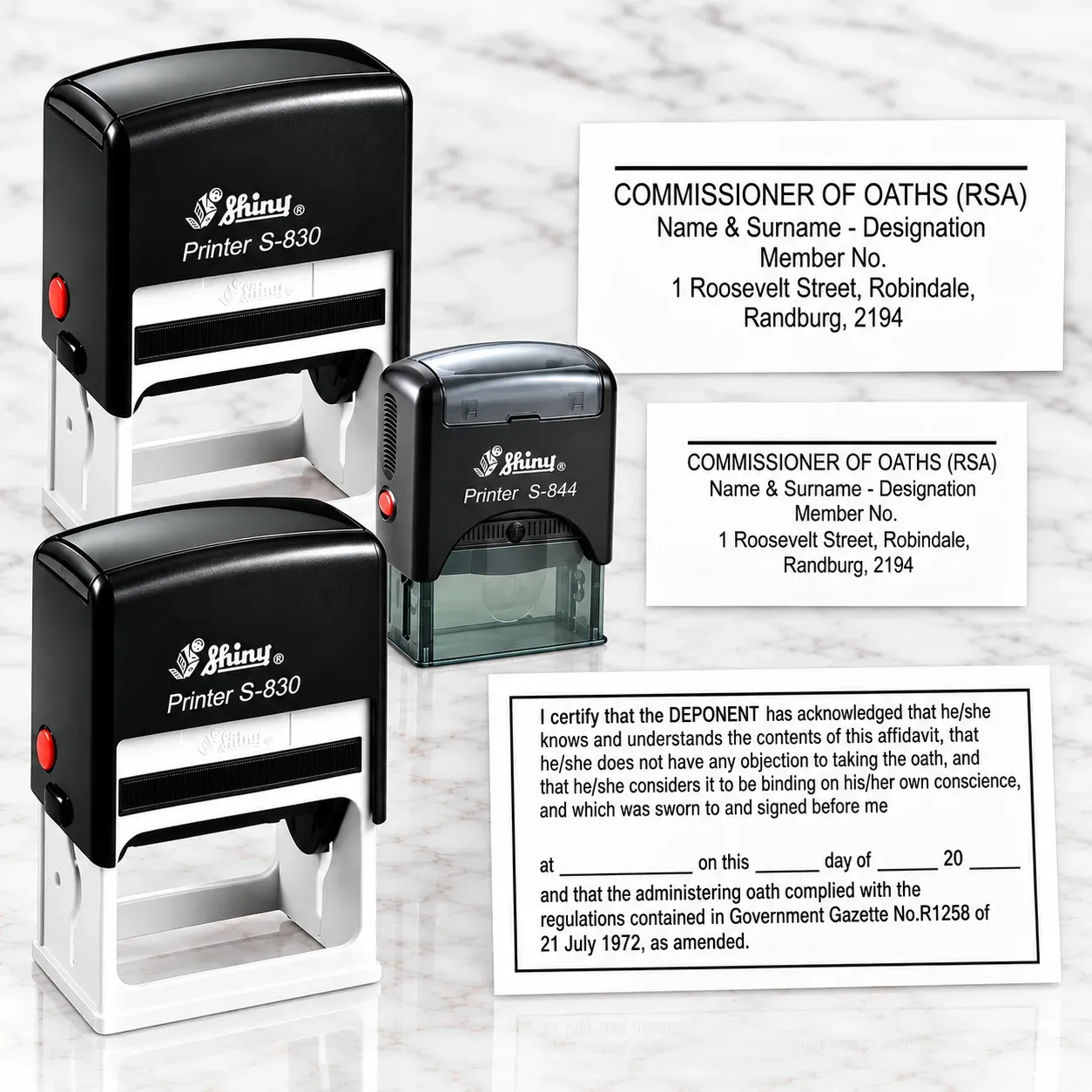 Commissioner of Oaths3 Set self-inking stamps  Jozi Stamps South Africa webp