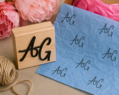 Tissue paper branding/logo rubber stamp South Africa Jozi Stamps 