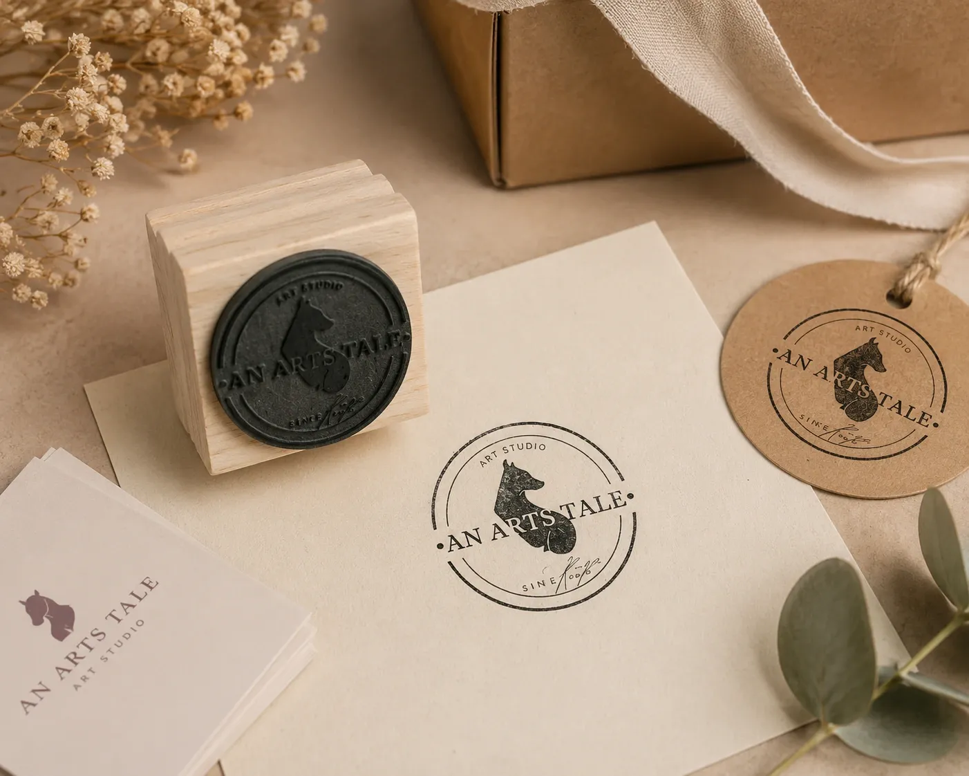30x30mm custom logo branding stamp with ink pad for packaging and business branding webp