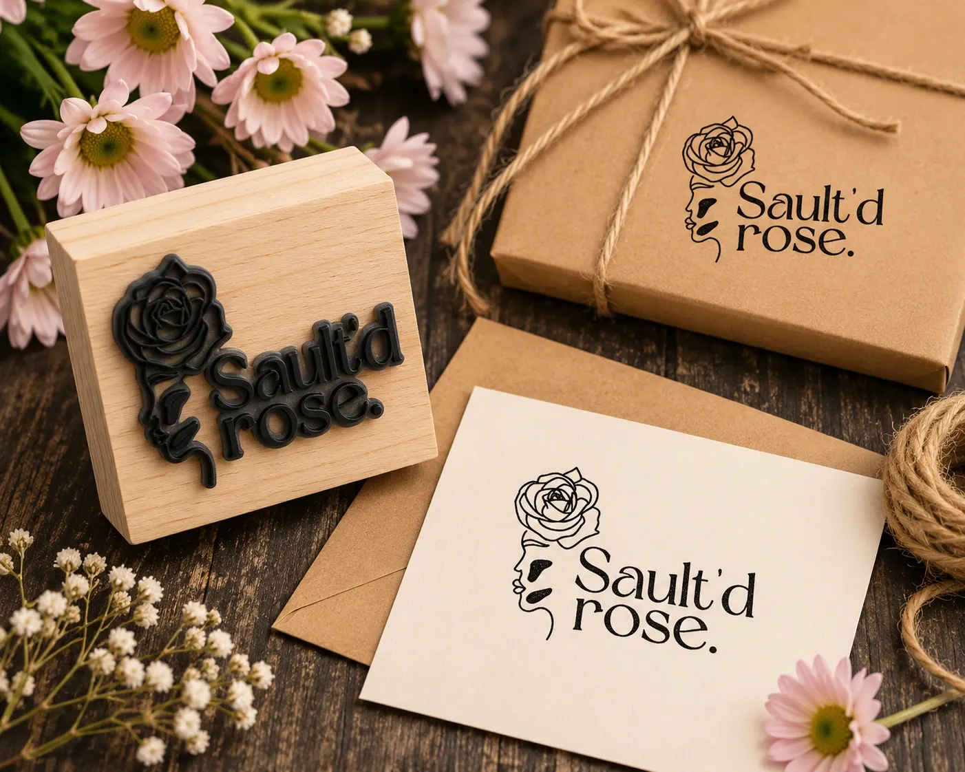 70x70mm custom logo branding stamp with ink pad for large business branding and packaging webp