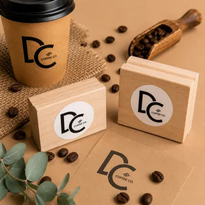 Custom coffee cup stamp branding a takeaway cup – Jozi Stamps South Africa webp