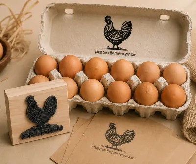 Egg cartoon branding stamp South Africa Jozi Stamps 