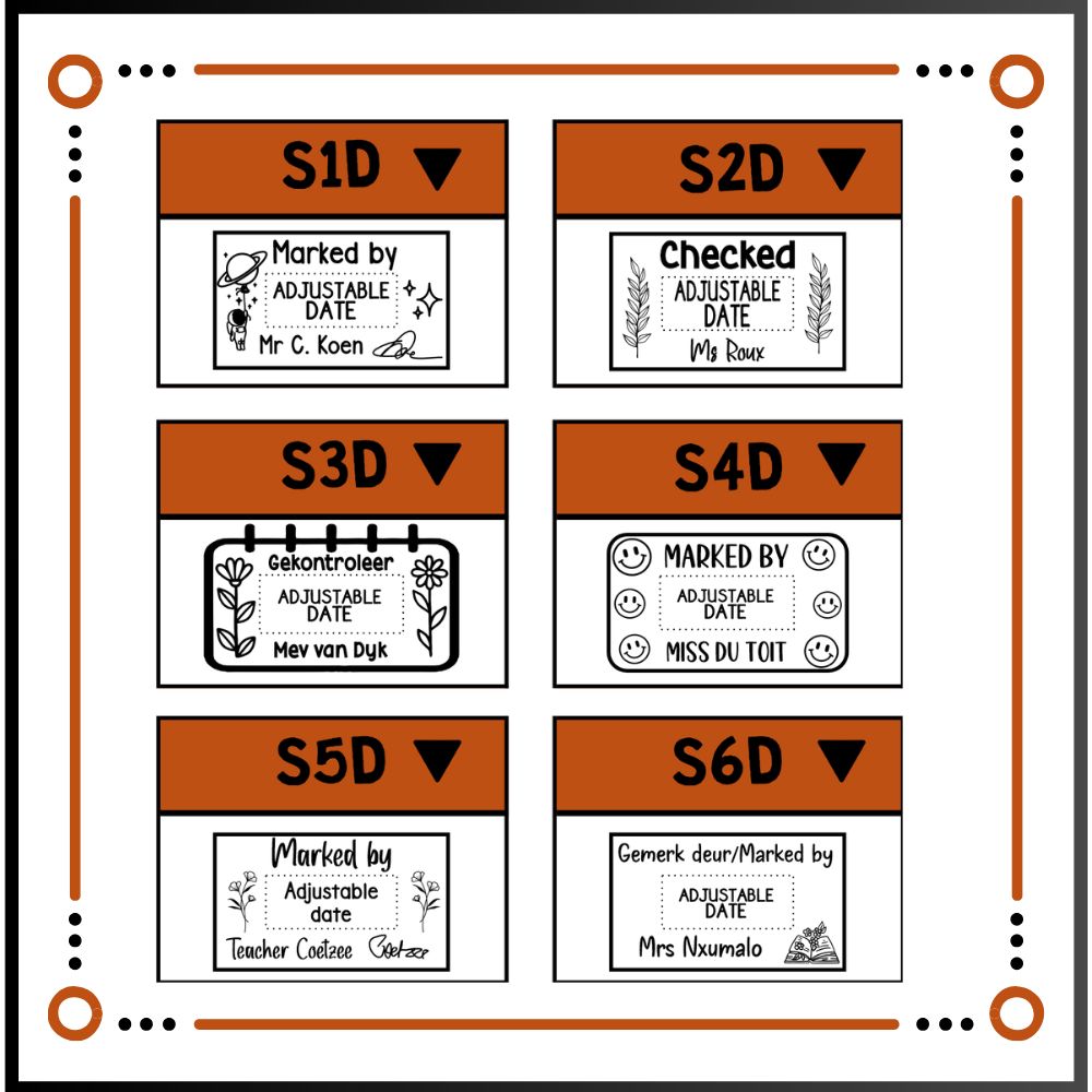 Shiny S-827D (50x30mm)  Teacher Date Stamps