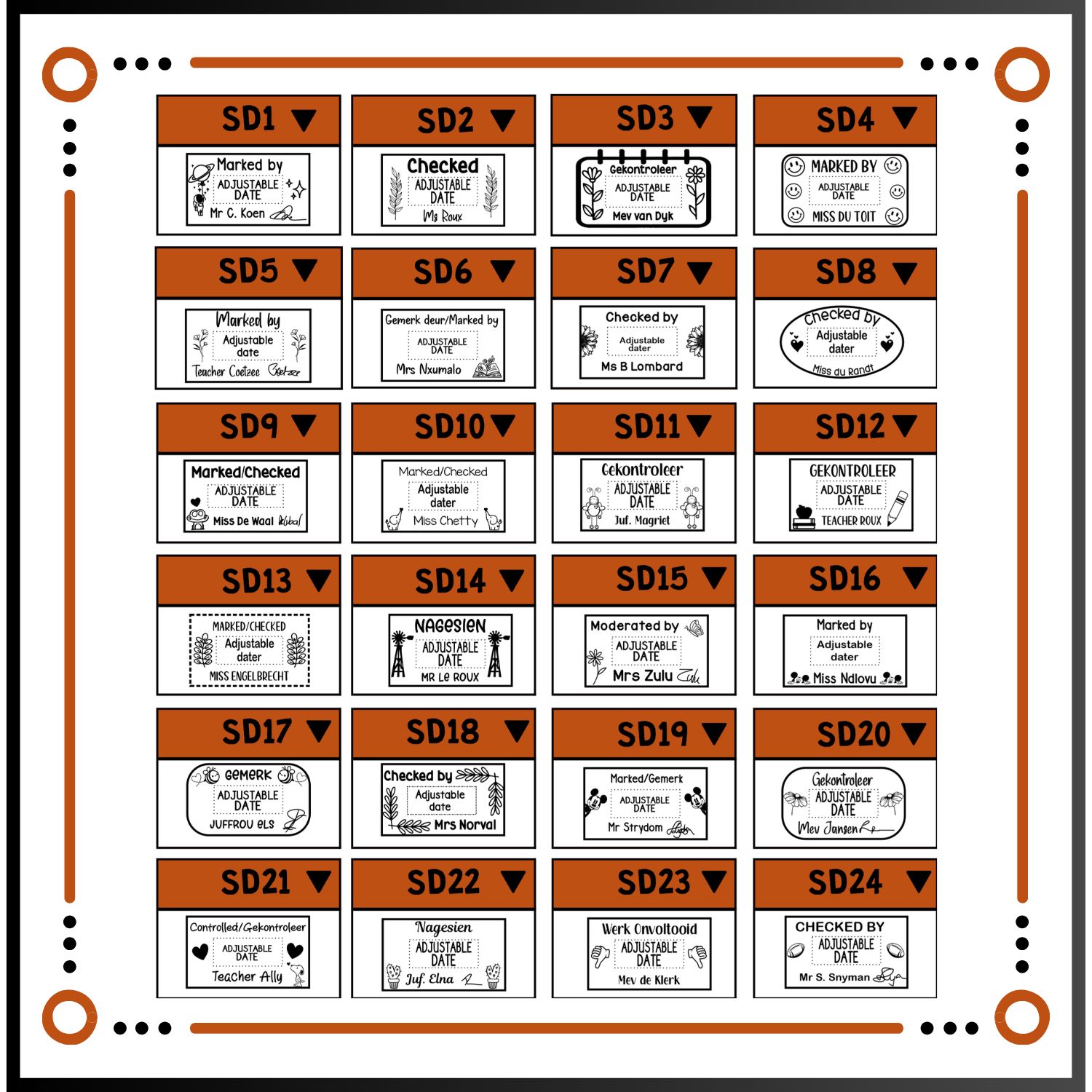 Shiny S-827D (50x30mm)  Teacher Date Stamps