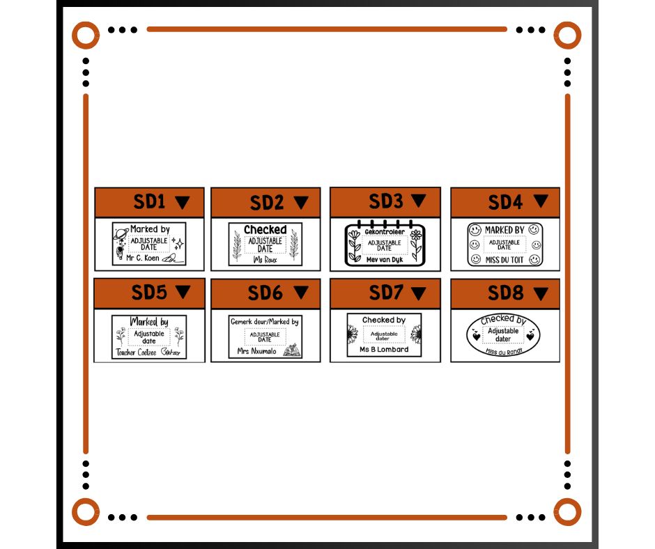Shiny S-827D (50x30mm)  Teacher Date Stamps