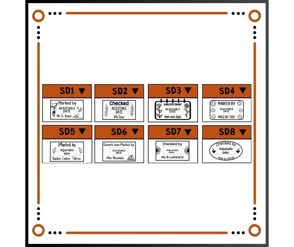 Teacher Checked/Market Stamps with adjustable date