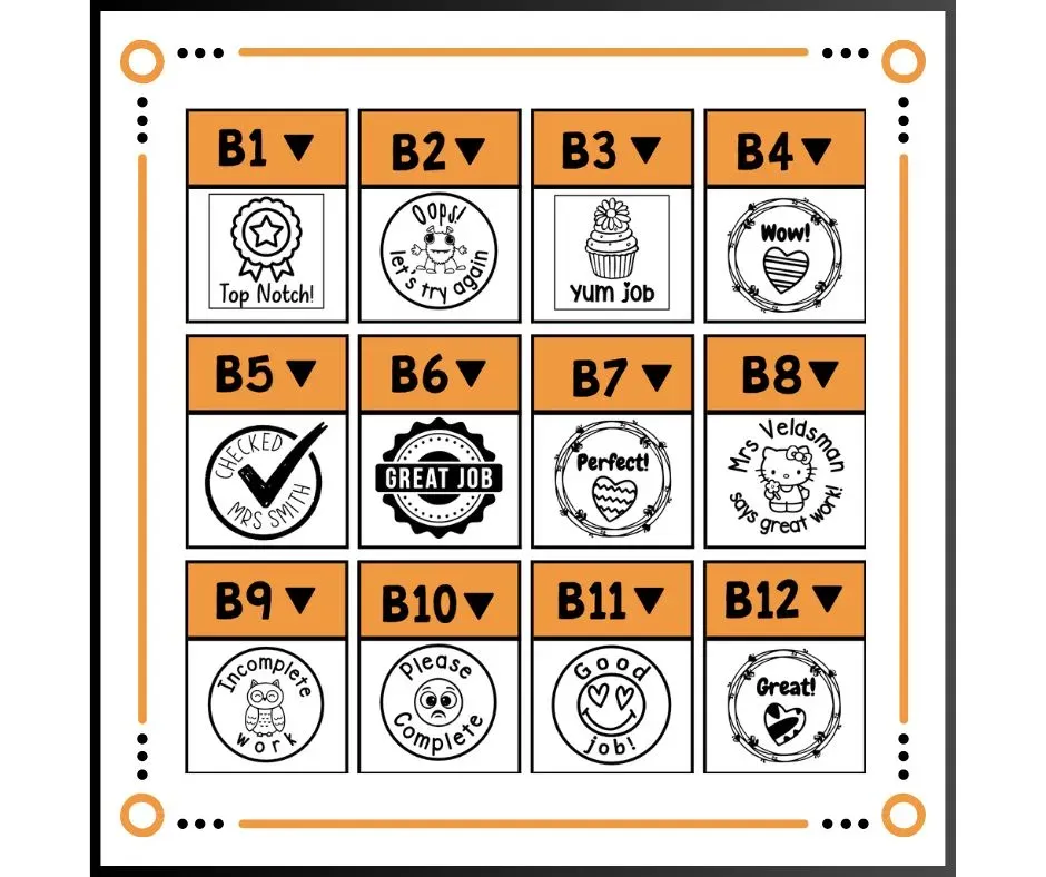 Teacher stamps for feedback and learner motivation