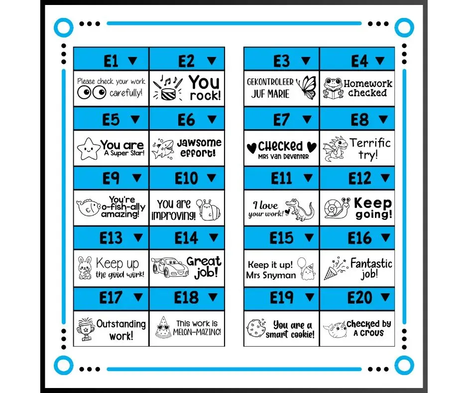Mixed Teacher Stamps for Excellent Job, Let's Try Harder and Fantastic work