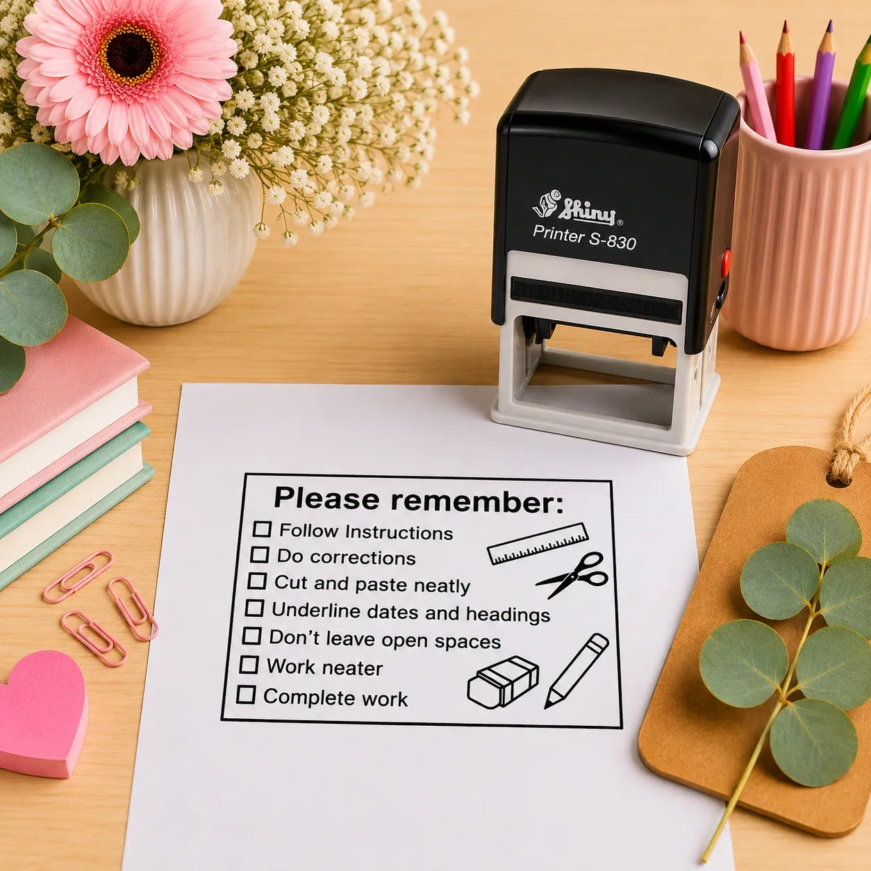 Shiny S-830 self-inking checklist stamp South Africa Jozi Stamps webp