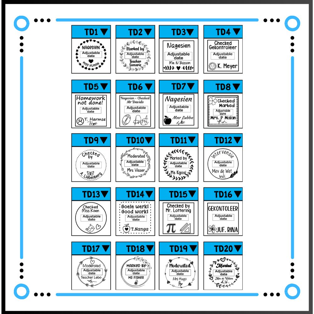 Shiny S-530D (32x32mm)  Teacher Date Stamps