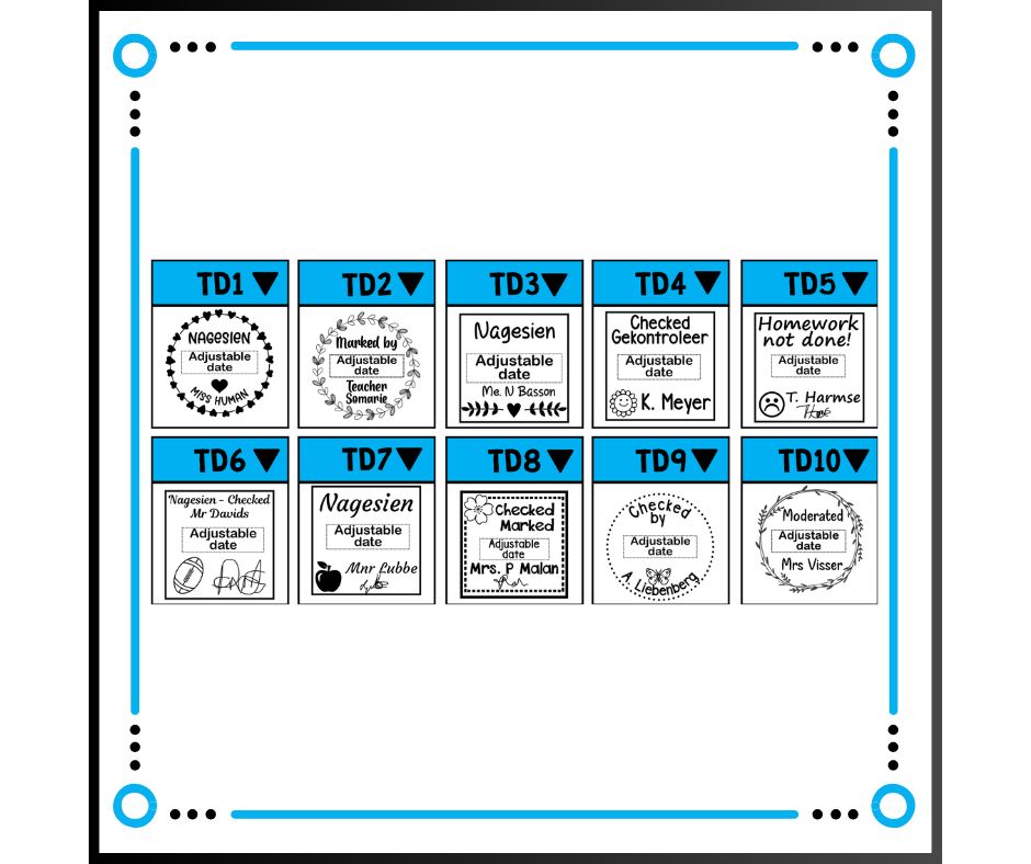 Shiny S-530D (32x32mm)  Teacher Date Stamps