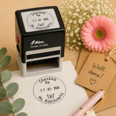 Teacher Adjustable Date Stamp Shiny S-530D with a beautiful imprint South Africa Jozi Stamps Webp