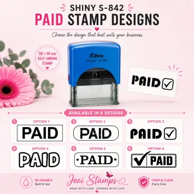 Shiny S-842 self-inking Paid stamps  South Africa Jozi Stamps webp