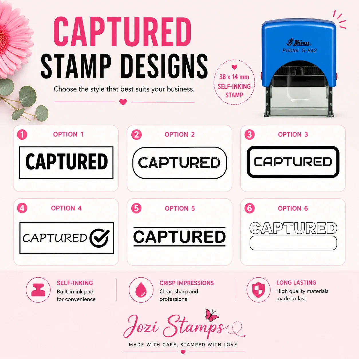 Shiny S-842 Self-inking captured stamps South Afica Jozi Stamps webp