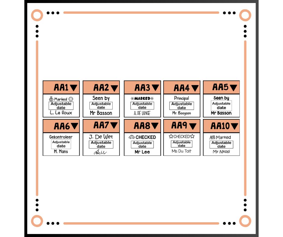 Shiny S-302D (23x5mm)  Teacher Date Stamps