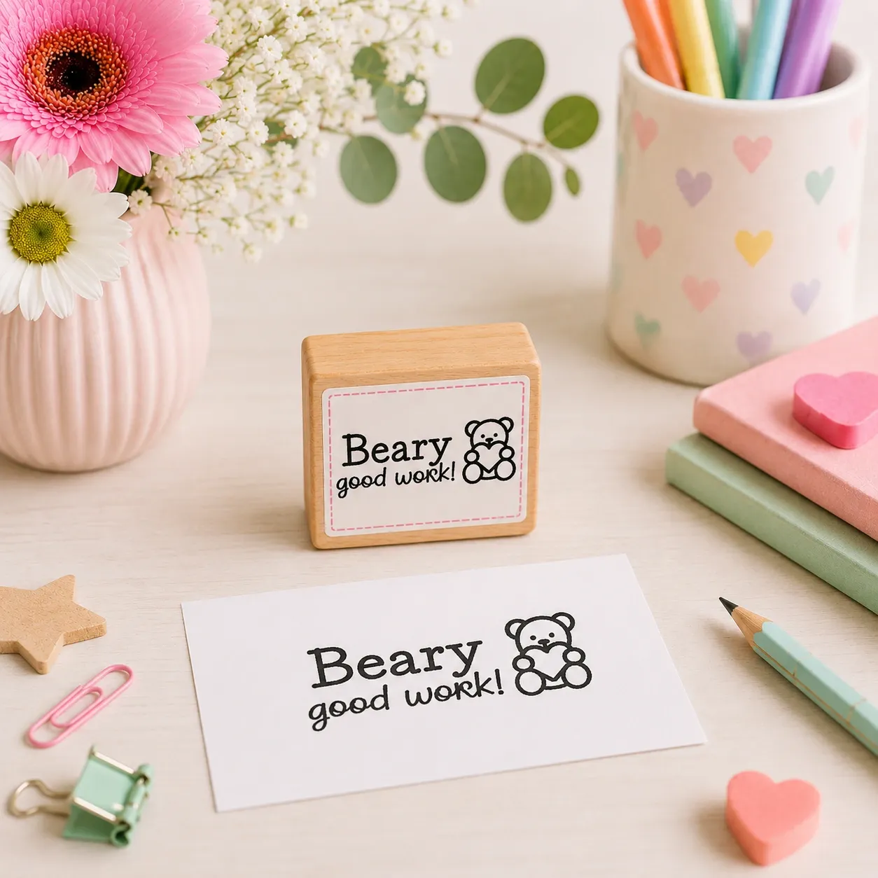 Wooden Teacher Block Stamp for reward and motivation Jozi Stamps webp