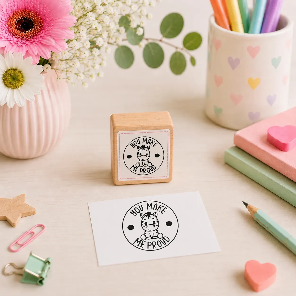 Wooden Teacher Stamps 20x20mm Jozi Stamps webp