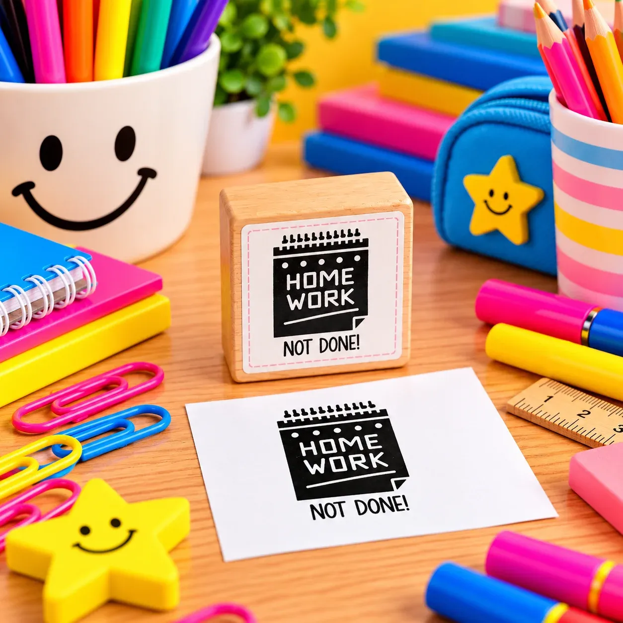 Teacher Wooden Block feedback and reward stamp 30x30mm Jozi Stamps webp
