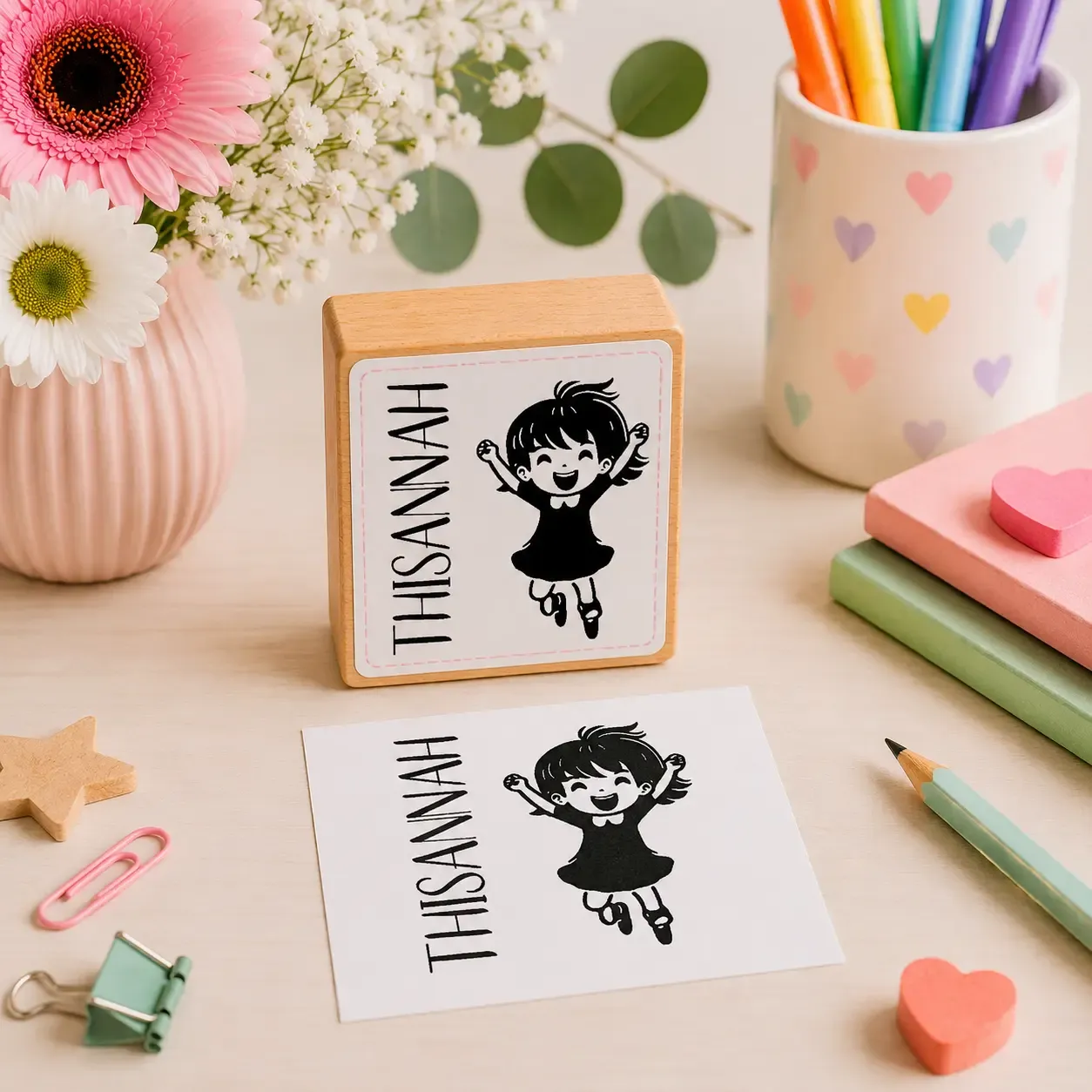 Teacher wooden stamps 40x40mm Jozi Stamps webp