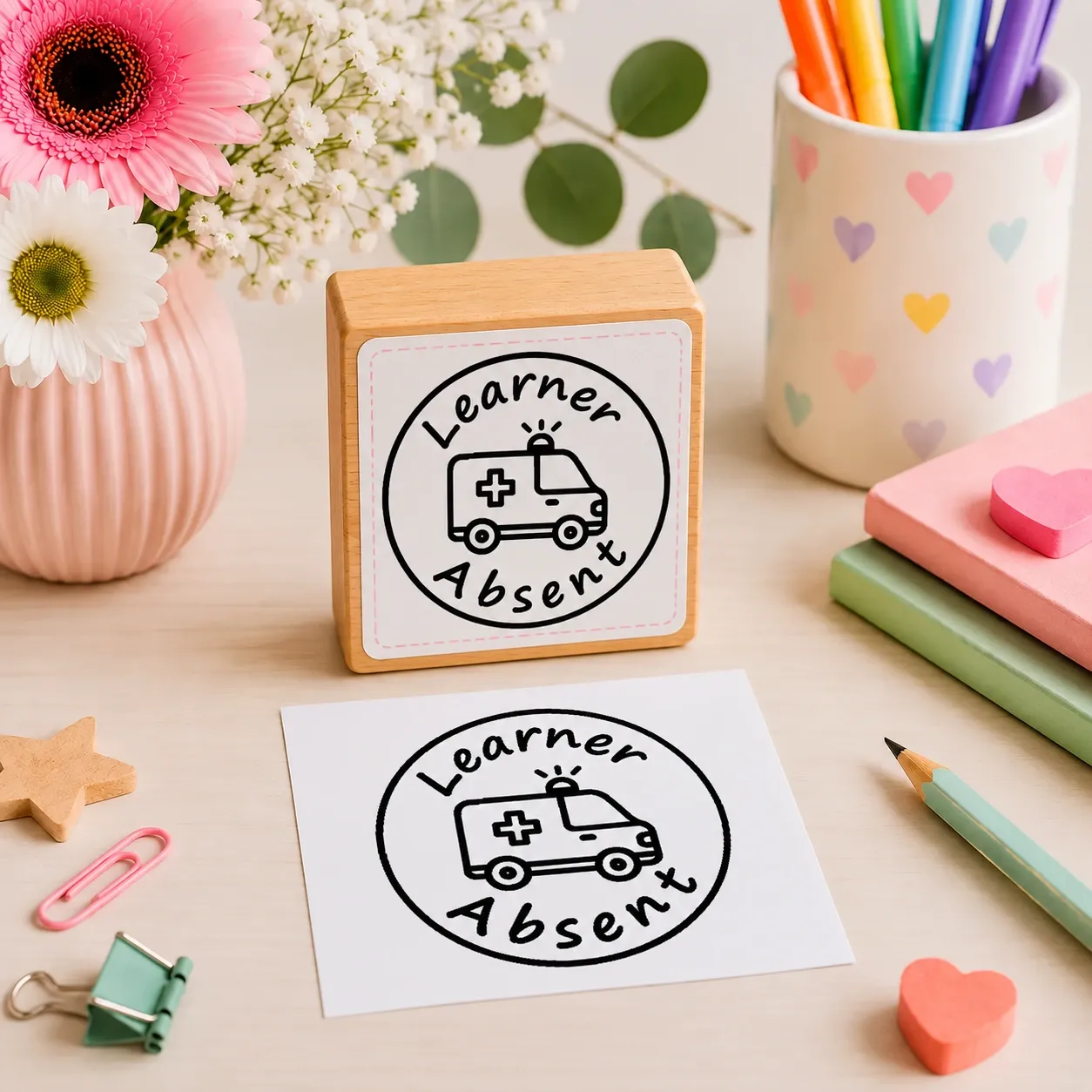Teacher wooden stamps 40x40mm Jozi Stamps webp