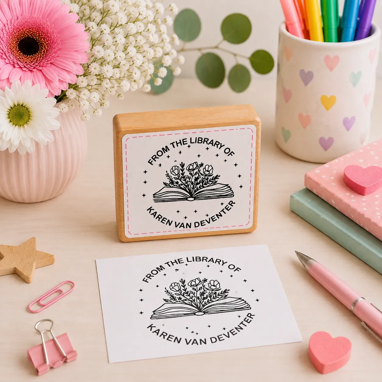 Wooden Library Stamps 40x40mm Jozi Stamps webp