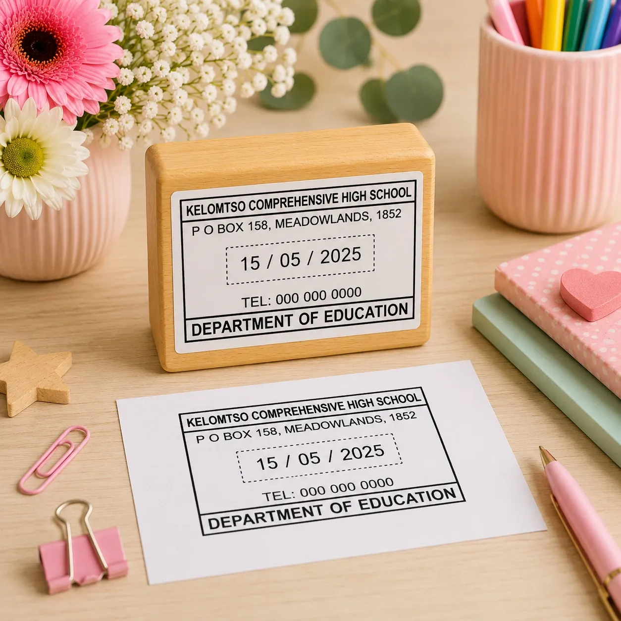 Wooden School Stamps 60x40mm Jozi Stamps webp