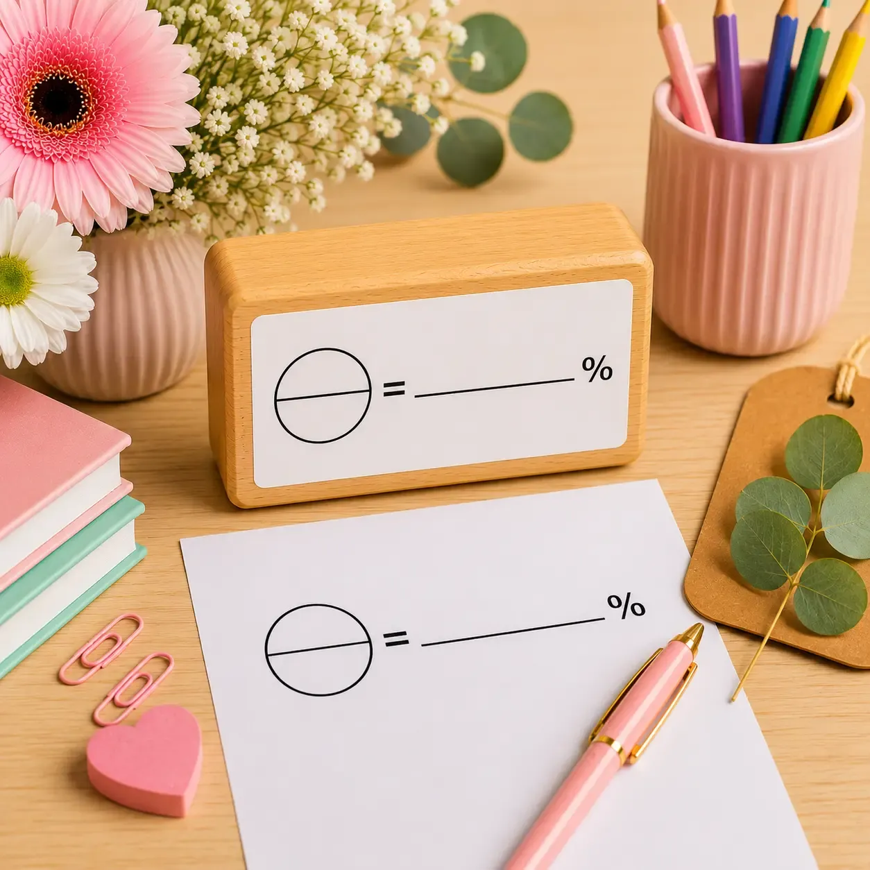 Wooden Teacher  Circle and Percentage Stamp Jozi Stamps webp