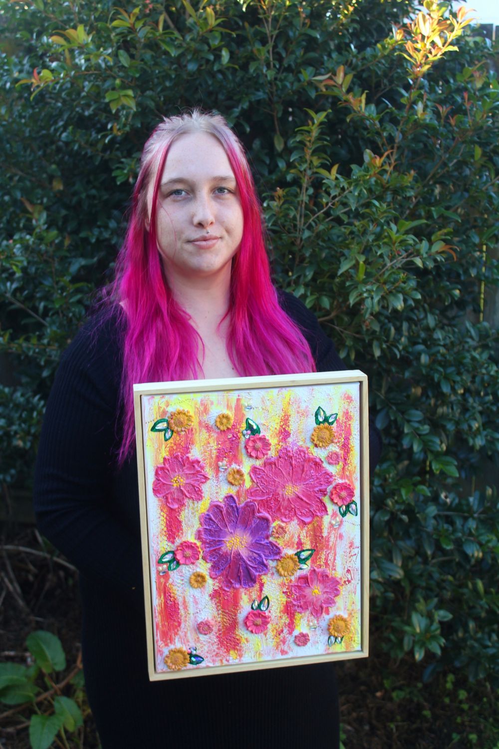 Original Textured Artwork &#39;Awakening Petals&#39; by New Zealand Artist Jazaeith Blossom