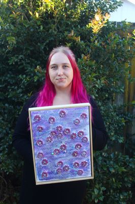 Original Textured Artwork &#39;Frozen Bloom&#39; By New Zealand Artist Jazaeith Blossom