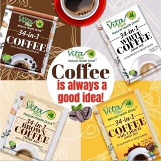 34-In-1 Black, Brown, White &amp; Choco Coffee Drink Mix With Fruits and Vegetables Booster Pack