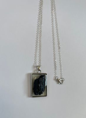 Stand Out – Protect Pendant | Black Tourmaline Crystal Necklace in Clear Resin | Handmade Boho Jewelry for Protection &amp; Grounding
