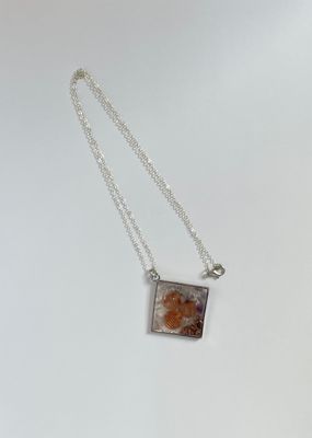 Clear Essence Orgonite Pendant- Resin Encased Clear Quartz, Amethyst and Copper Orgonite Large Diamond Shaped Pendant Necklace